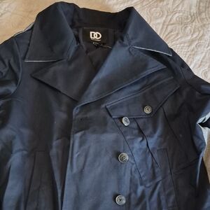 Elegant Navy Double-Breasted Trench Coat